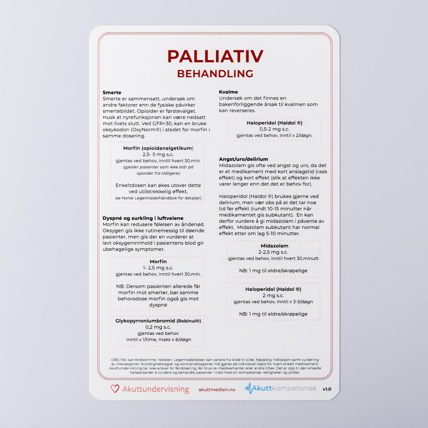Huskekort i palliativ behandling