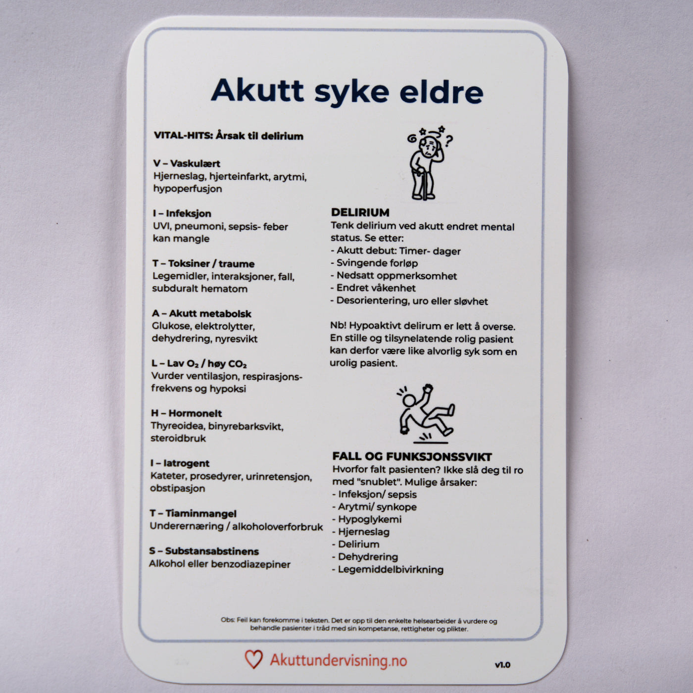 Huskekort i akutt syke eldre