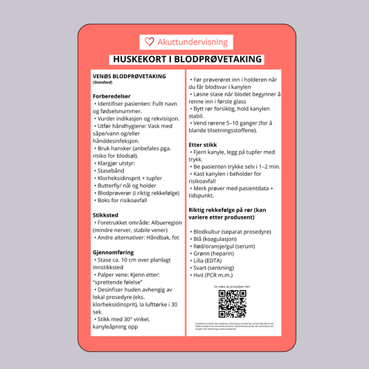 Huskekort blodprøvetakning