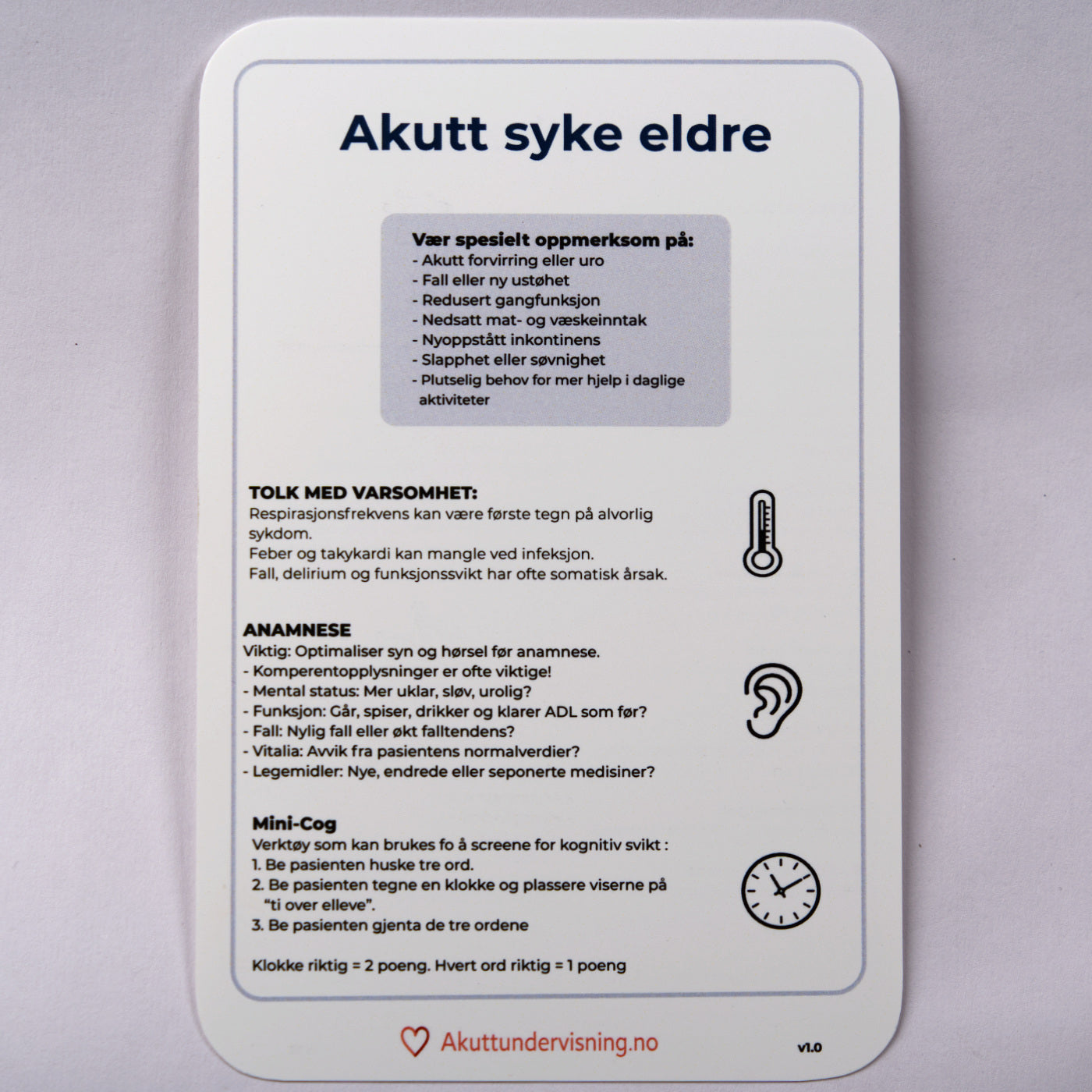 Huskekort i akutt syke eldre