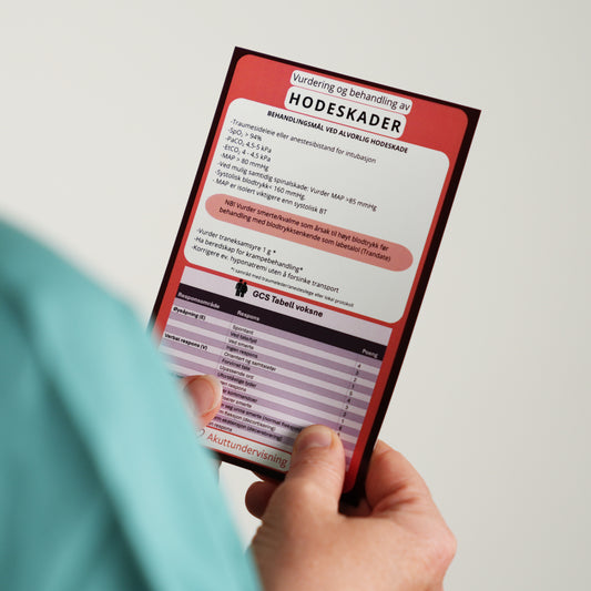Huskekort i  hodeskade med GCS tabell