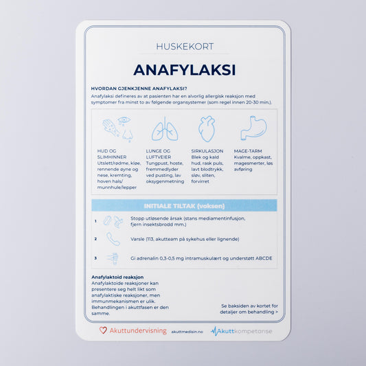 Huskekort i anafylaksi