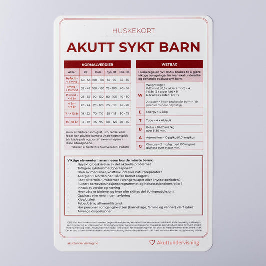 Huskekort i akutt sykt barn