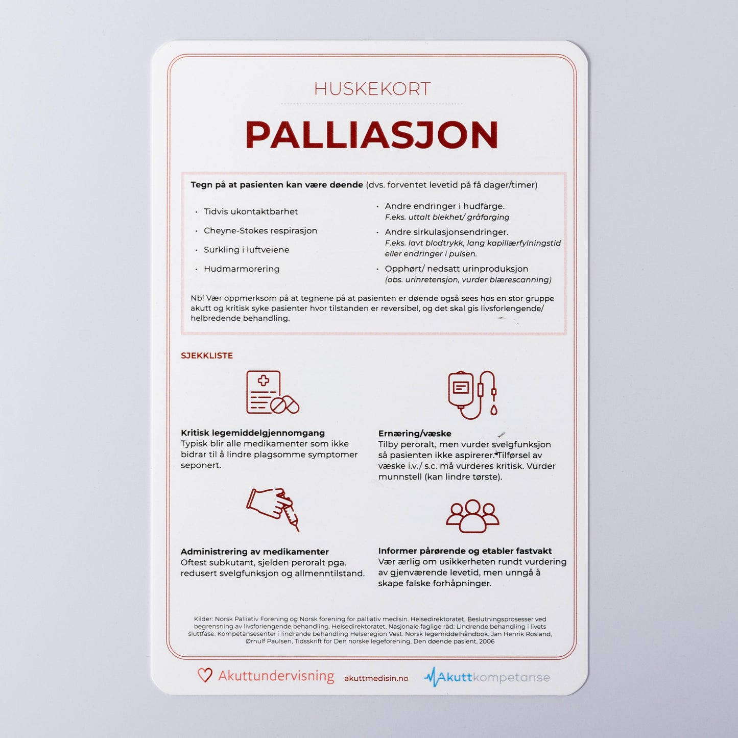 Huskekort i palliativ behandling