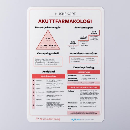 Huskekort i akuttfarmakologi