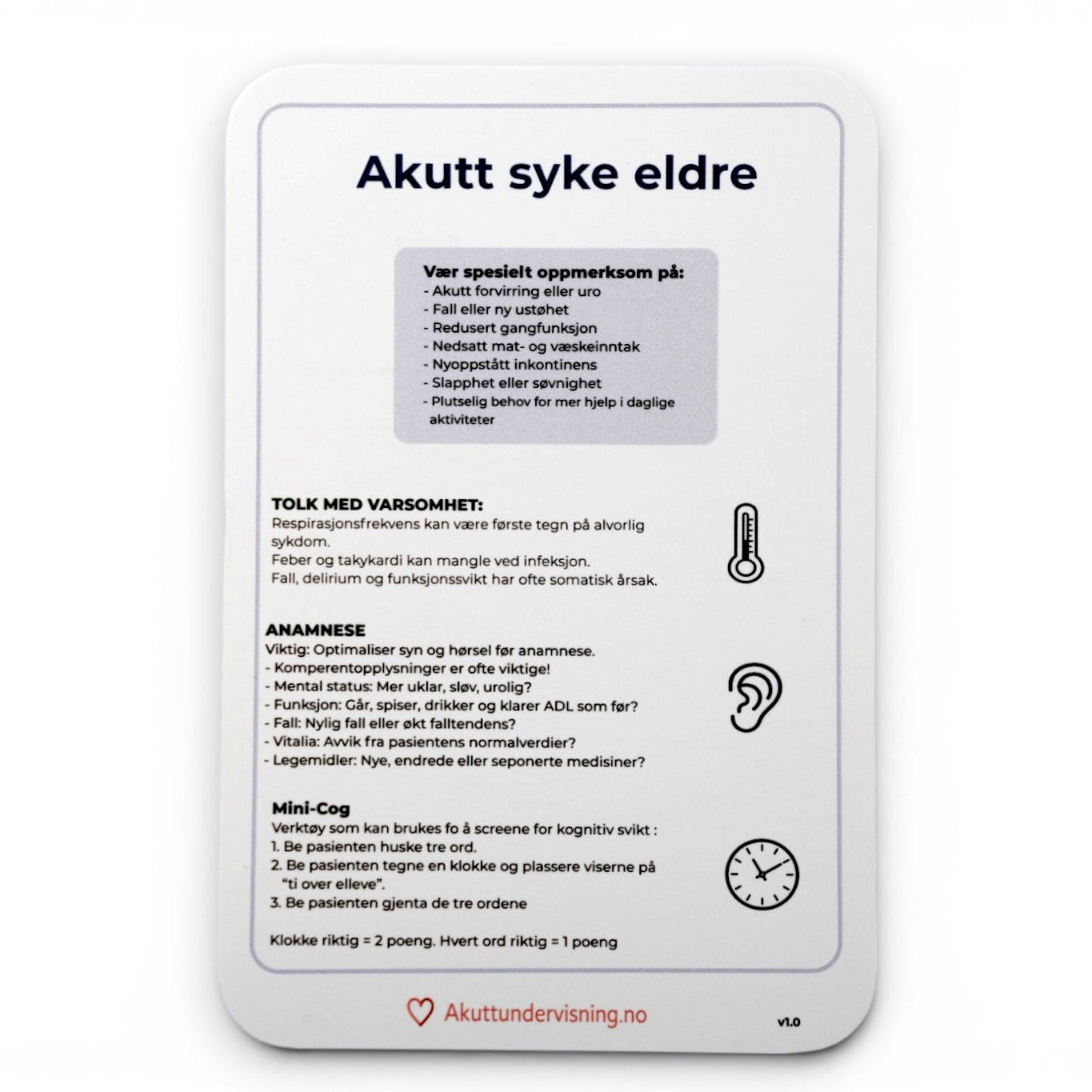 Huskekort i akutt syke eldre