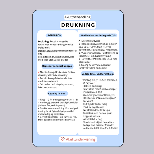 Huskekort vurdering og behandling av drukning